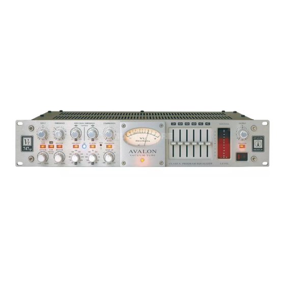Avalon VT-747SP Quick Setup Manual