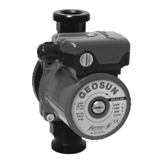 salmson GEOSUN HXL Installation And Starting Instructions