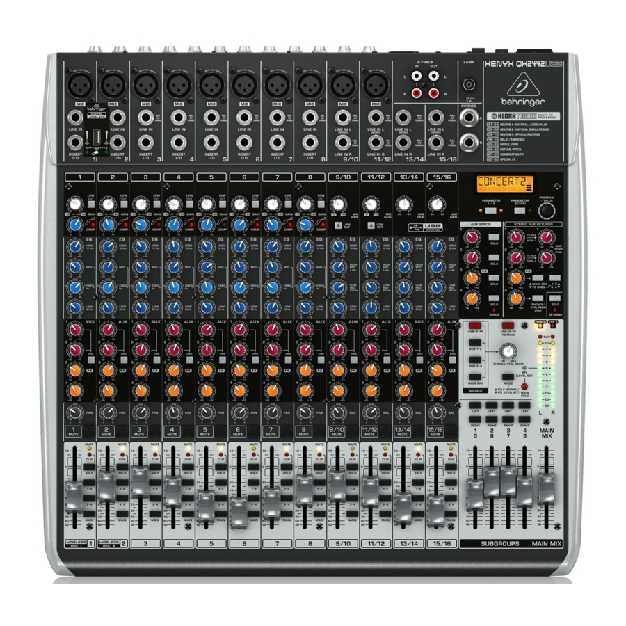 Behringer XENYX QX2442USB/QX2222USB/QX1832USB/QX1622USB - Bus Mixer Manual