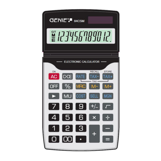 Genie 84 CSM Business Calculator Manuals