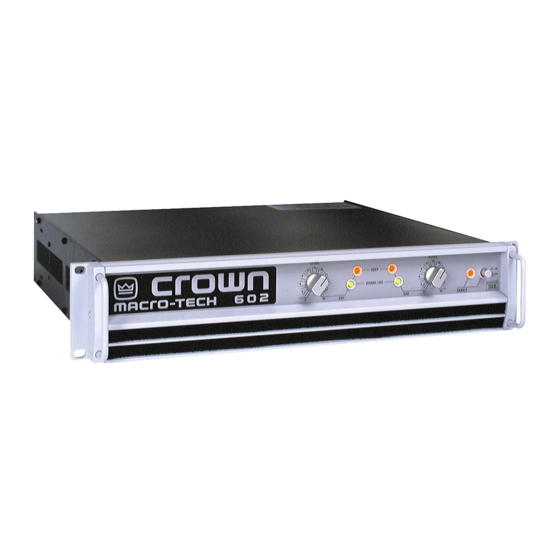Crown Macro-Tech 602, Macro-Tech 1202 Manuals