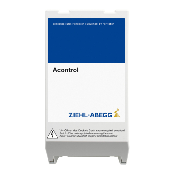 ZIEHL-ABEGG Acontrol PDE-6 Operating Instructions Manual