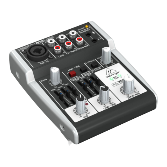 Behringer XENYX 302USB Quick Start Manual