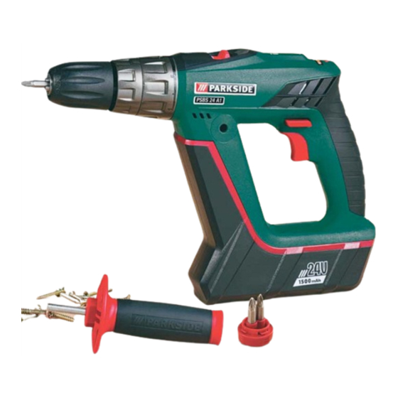 Parkside PSBS 24 A1 CORDLESS HAMMER DRILL Operation And Safety Notes