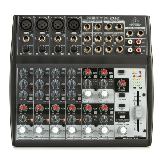 Behringer XENYX 1202 Quick Start Manual