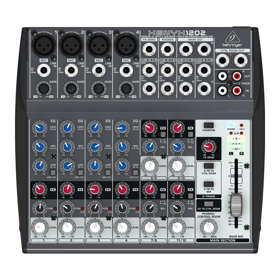 Behringer Xenyx 1202 Quick Start Manual