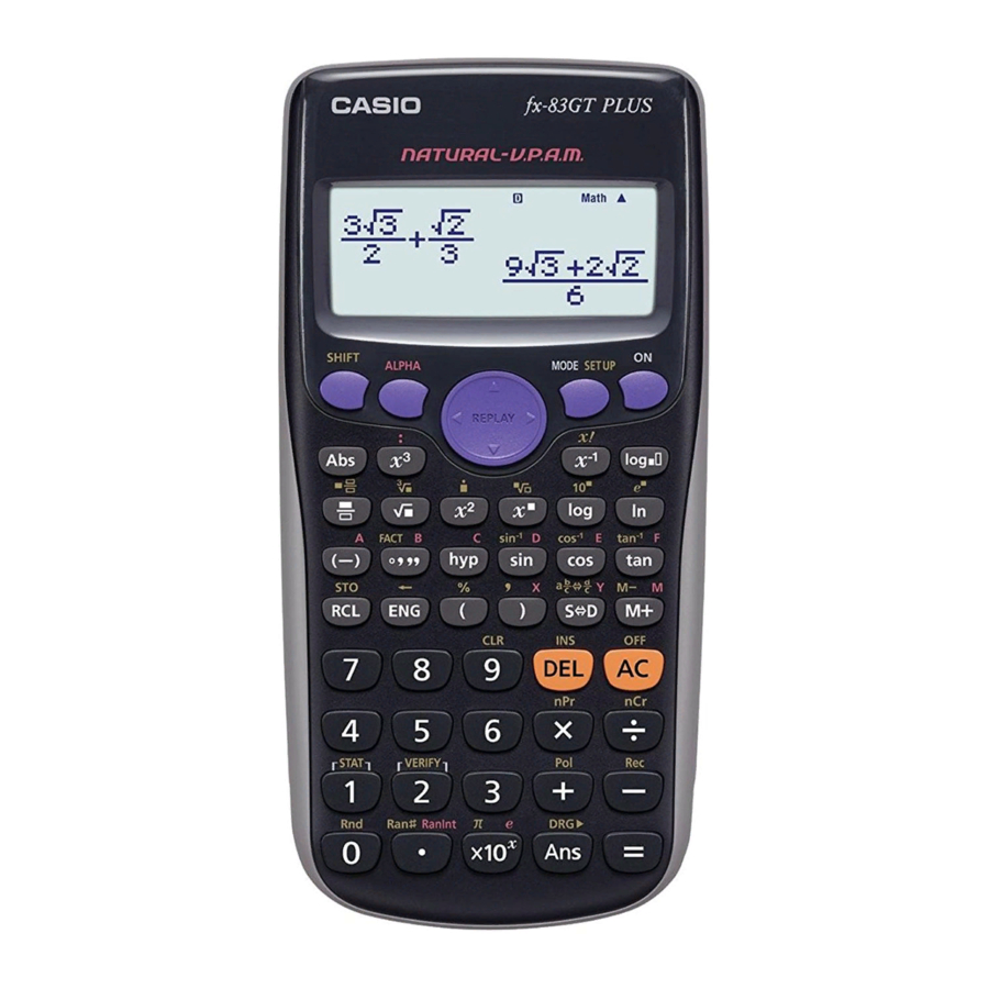 Casio CALCULATOR FX-85GT PLUS User Manual