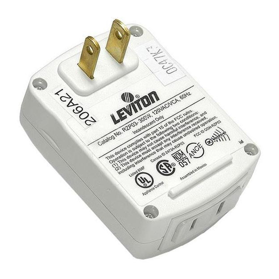 LEVITON VIZIA RF RZP031LW DIMMER INSTALLATION INSTRUCTIONS ManualsLib