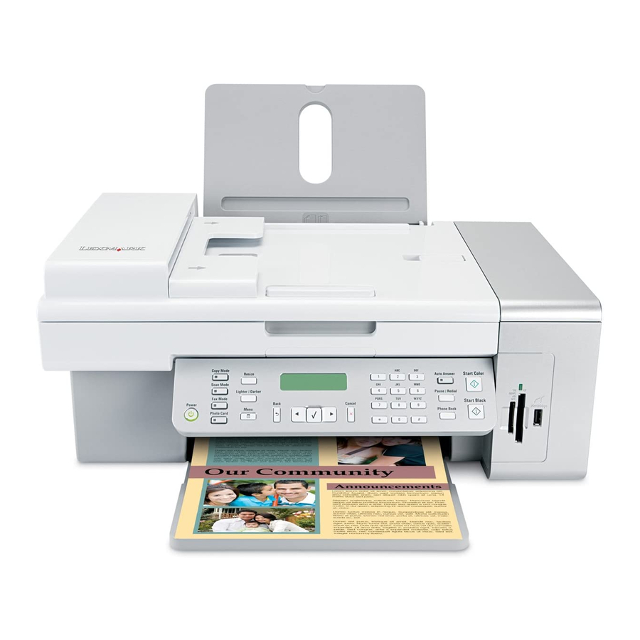 LEXMARK X5495 ALL IN ONE PRINTER SPECIFICATIONS ManualsLib