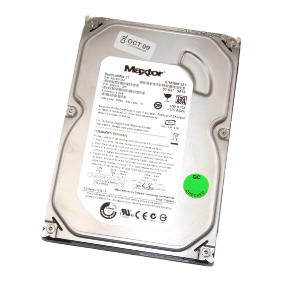 MAXTOR DIAMONDMAX 21 DATASHEET Pdf Download | ManualsLib