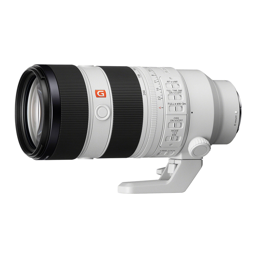 Sony FE 70-200mm F2.8 GM OSS II, SEL70200GM2 - Interchangeable Lens Manual