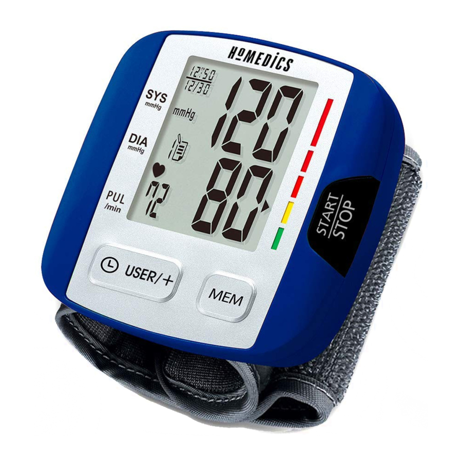 HoMedics BPWO200 Wrist Blood Pressure Monitor Manual ManualsLib