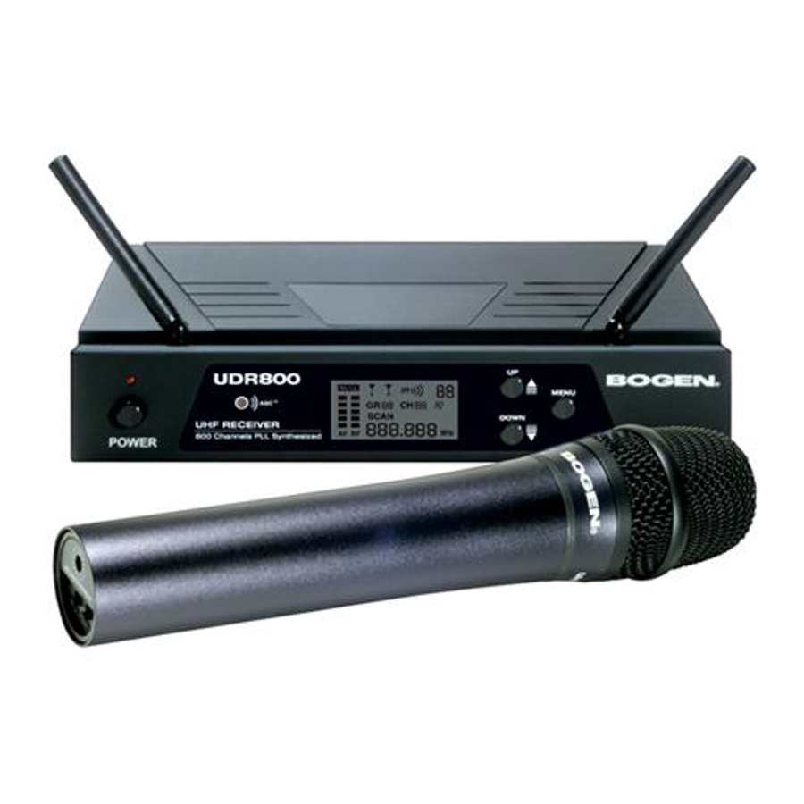Bogen UDR800 UHF Wireless Microphone Receiver Manual ManualsLib
