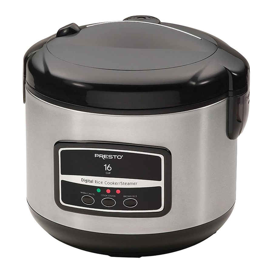 Presto 16-Cup Digital Stainless Steel Rice Cooker/Steamer Manual ...