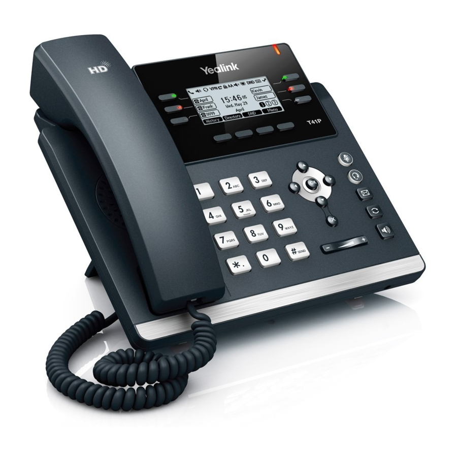 Yealink SIP-T41P IP Phone Quick User Guide | ManualsLib