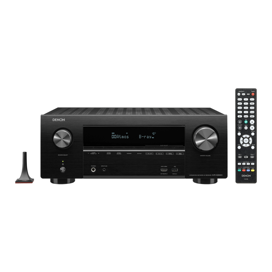 Denon AVRX2600H Integrated Network AV Receiver Quick Start Guide
