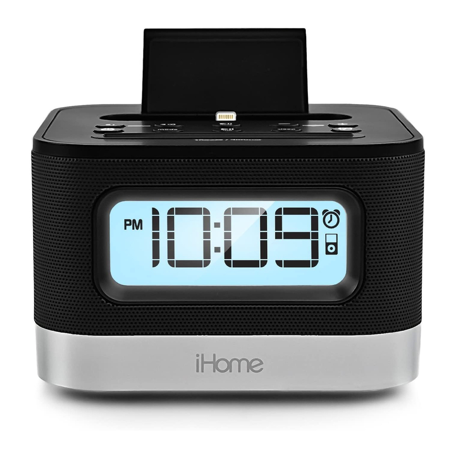 iHome iPL10 Stereo Alarm Clock to Charge for iPhone / iPod Manual