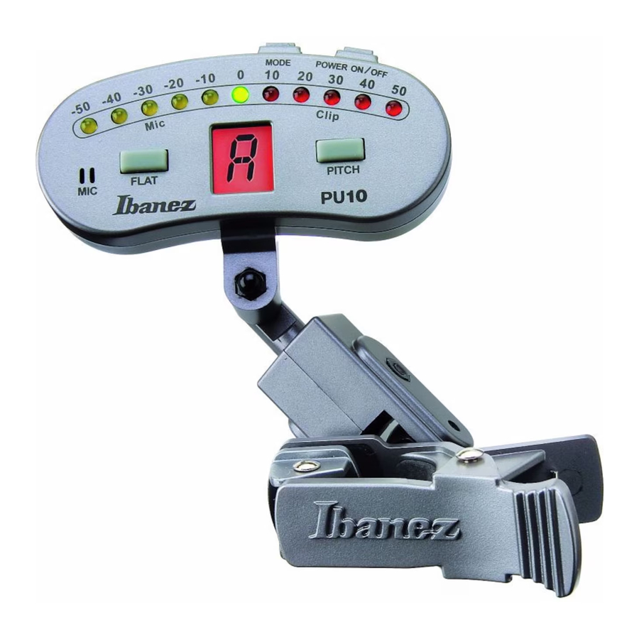 Ibanez PU10 Clip Chromatic Tuner Manual ManualsLib