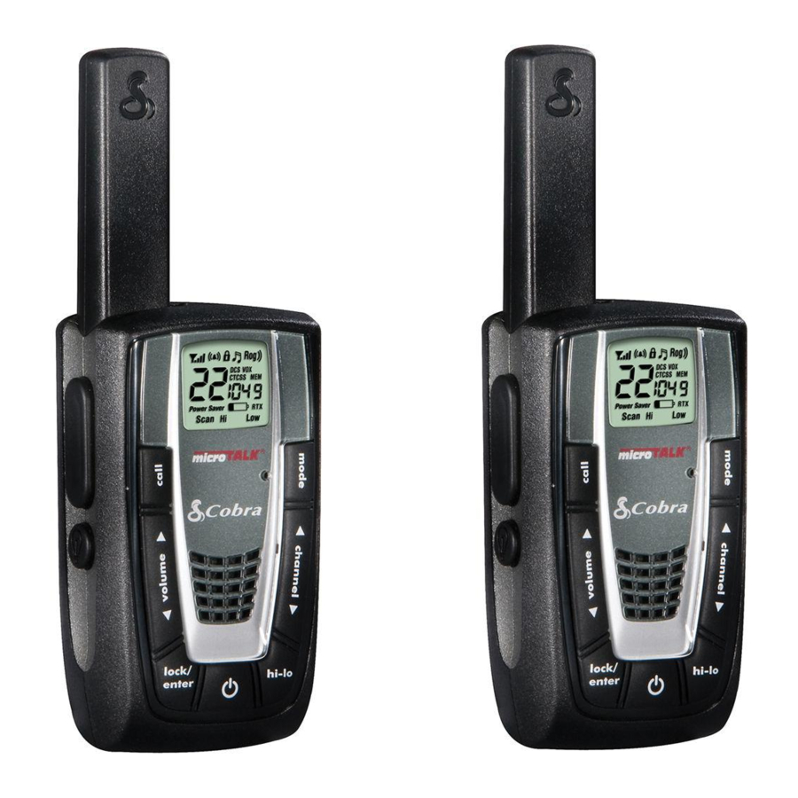 Cobra MicroTalk CXR725 TwoWay Radio Manual ManualsLib