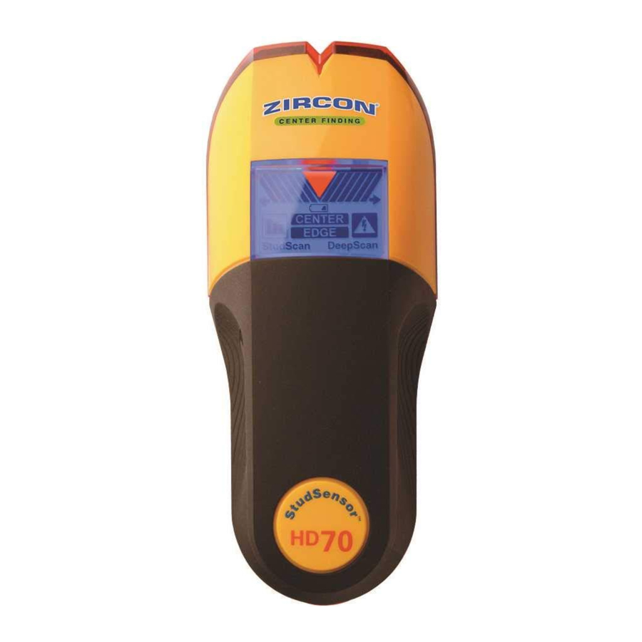 Zircon StudSensor HD70 - OneStep Centre-Finding Stud Finder Manual