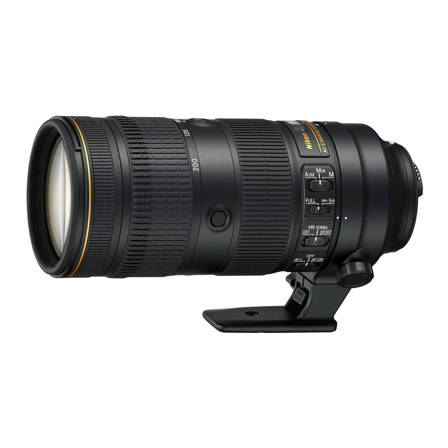 Nikon Af-s Nikkor 70-200mm F 2.8e Fl Ed Vr - Camera Lens Manual And 