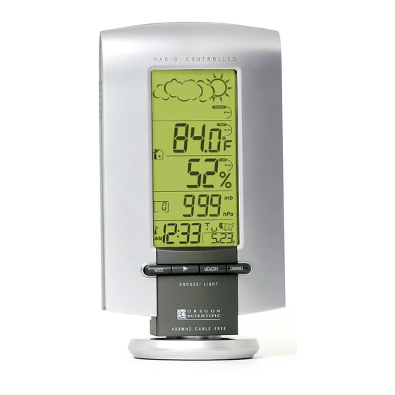 Oregon Scientific BAR208HGX Advanced Wireless Weather Station With  Humidity, Radio Controlled Clock And Weather Forecast