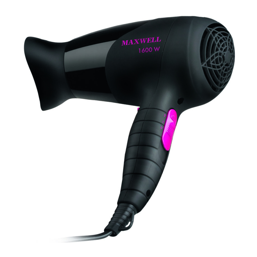 Maxwell MW-2002 - Hair Dryer Manual | ManualsLib