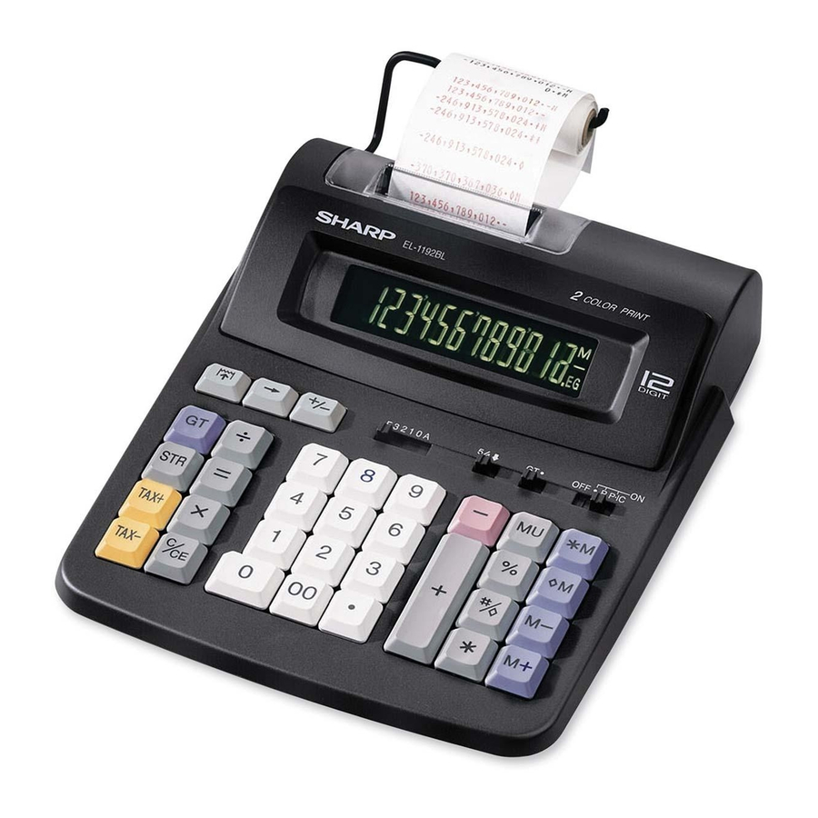 Sharp EL1192BL Electronic Printing Calculator Manual ManualsLib