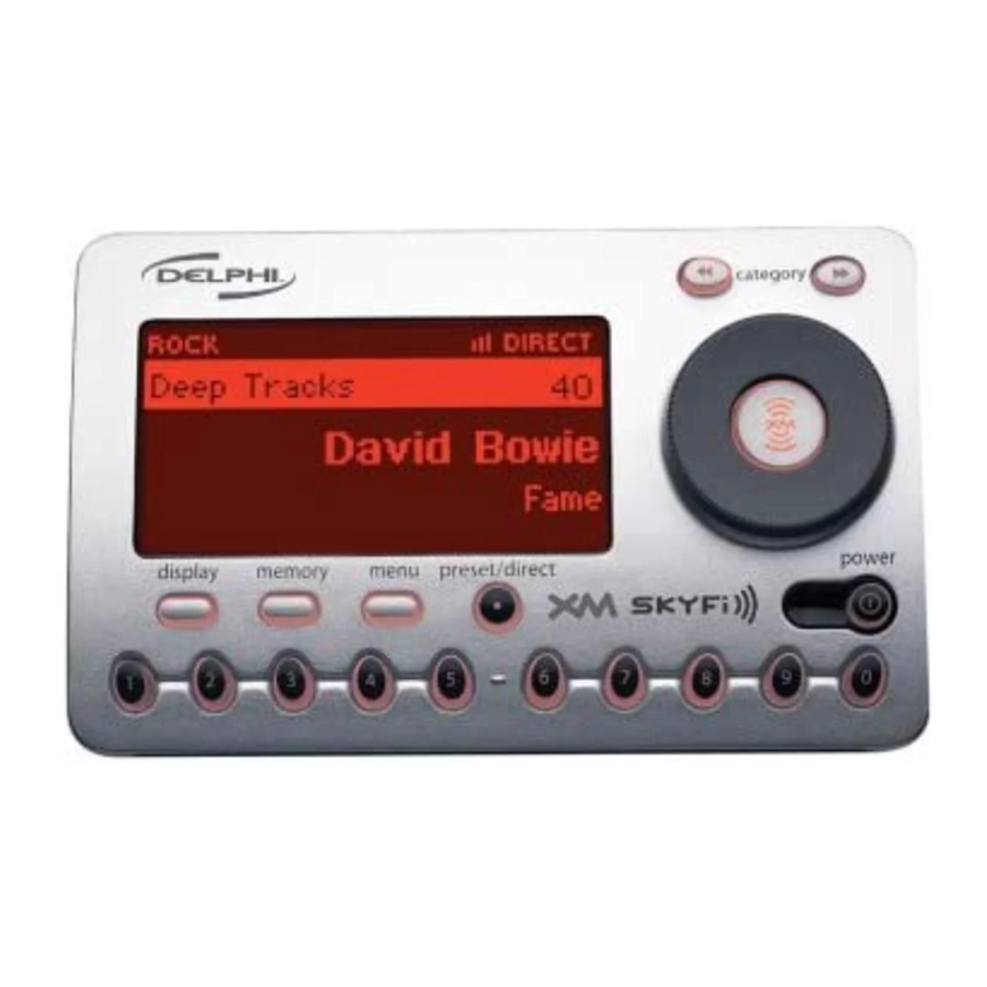 Delphi SKYFi 1000 XM Satellite Radio Quick Start Guide ManualsLib