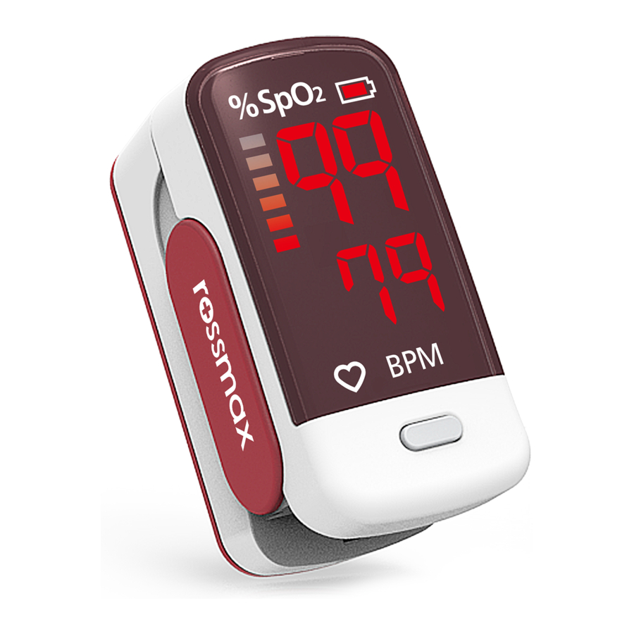 Rossmax SD100 Fingertip Pulse Oximeter Manual ManualsLib