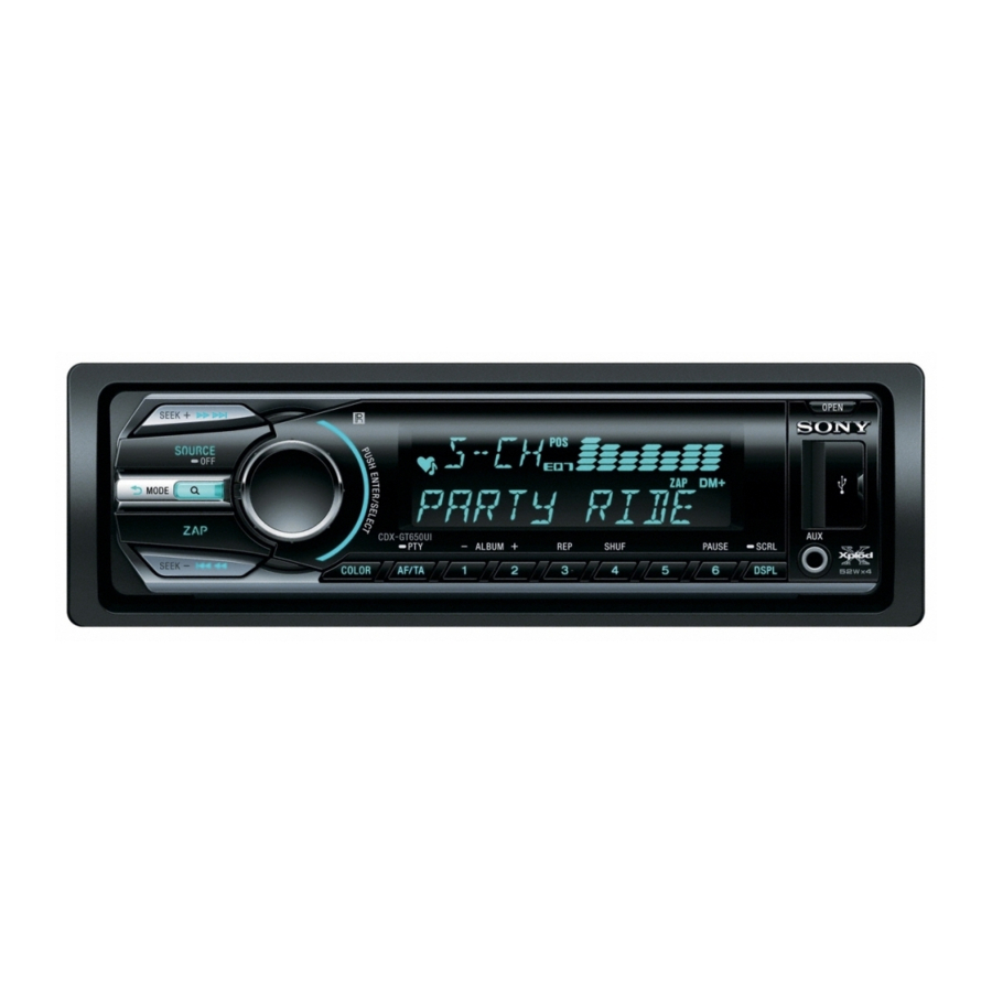 Sony CDX-GT650UI - FM/AM Car Receiver Installation, Connections ...