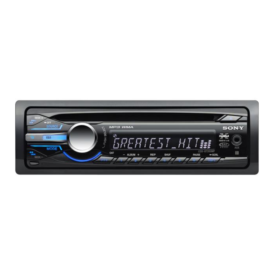 Sony CDXGT350MP, CDXGT250MP Car Receiver Installation, Connections