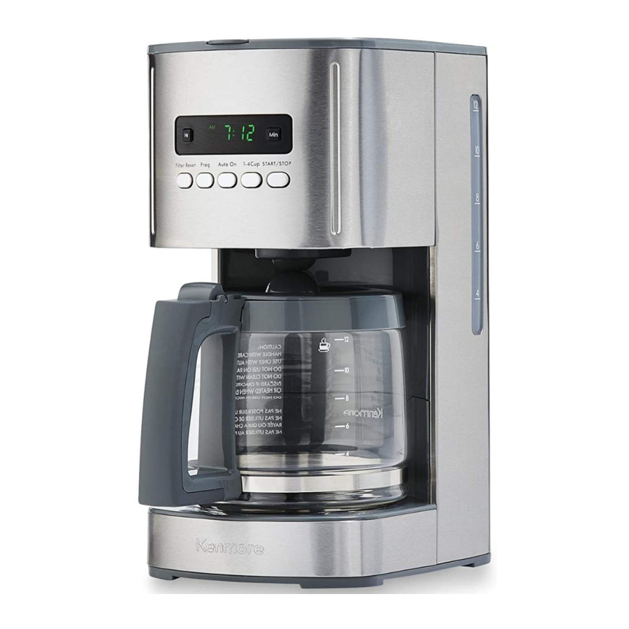 Kenmore KKCM12S, KKCM12B, KKCM12R, KKCM12W Drip Coffeemaker 12Cup