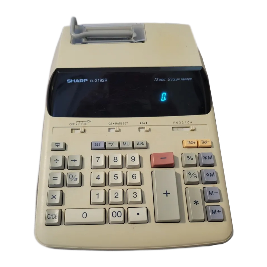 Sharp EL2192R Electronic Printing Calculator Manual ManualsLib