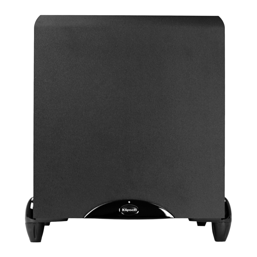 Klipsch Sub12 Subwoofer Manual ManualsLib