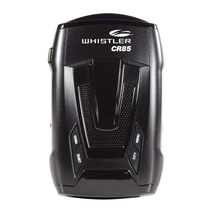 Whistler CR85 LaserRadar Detector Manual ManualsLib