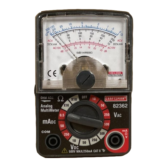 Craftsman 82362 - Analog Multimeter Manual | ManualsLib