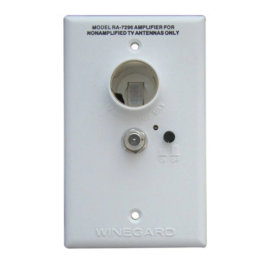 Winegard RA7296 RV Wall Plate/Amplifier Manual ManualsLib