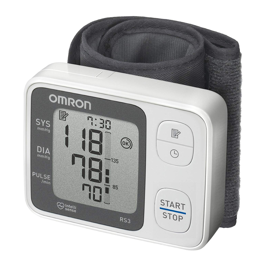 Omron RS3 - Wrist Blood Pressure Monitor Manual | ManualsLib