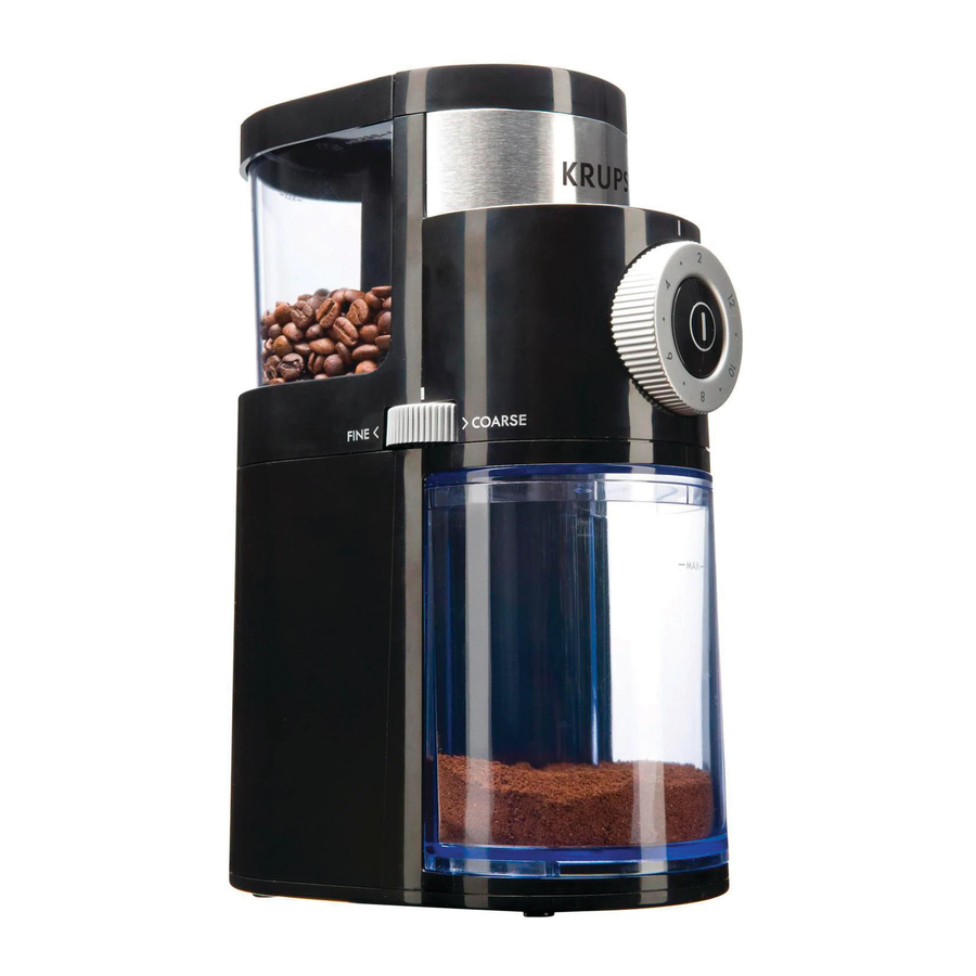 KRUPS GX500050 Burr Coffee Grinder Manual ManualsLib