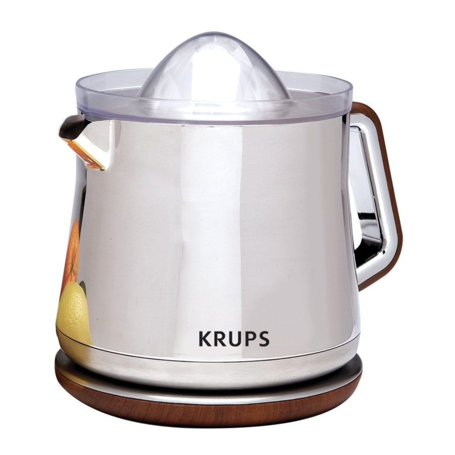 KRUPS SILVER ART ZX800E42 Electric Acrylic Citrus Juicer Manual