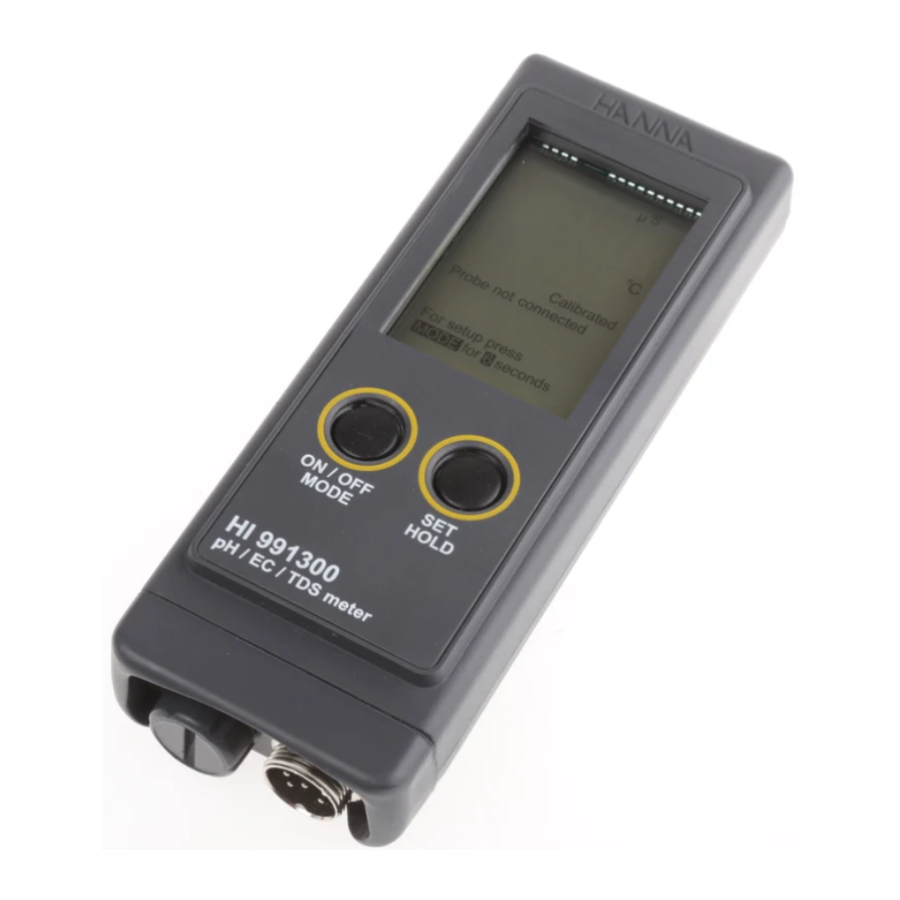 Hanna HI 991300, HI 991301 PH/EC/TDS/Temperature Meter Manual ManualsLib