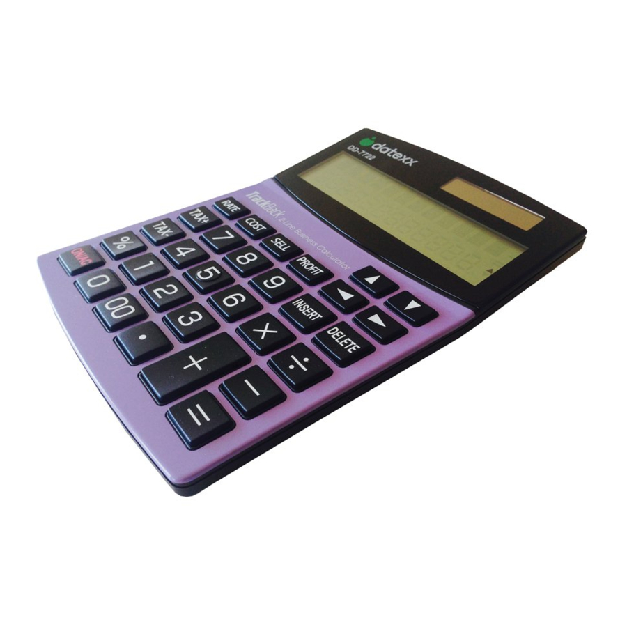 Datexx TrackBack DD-7722 - Editing Business Calculator Manual | ManualsLib