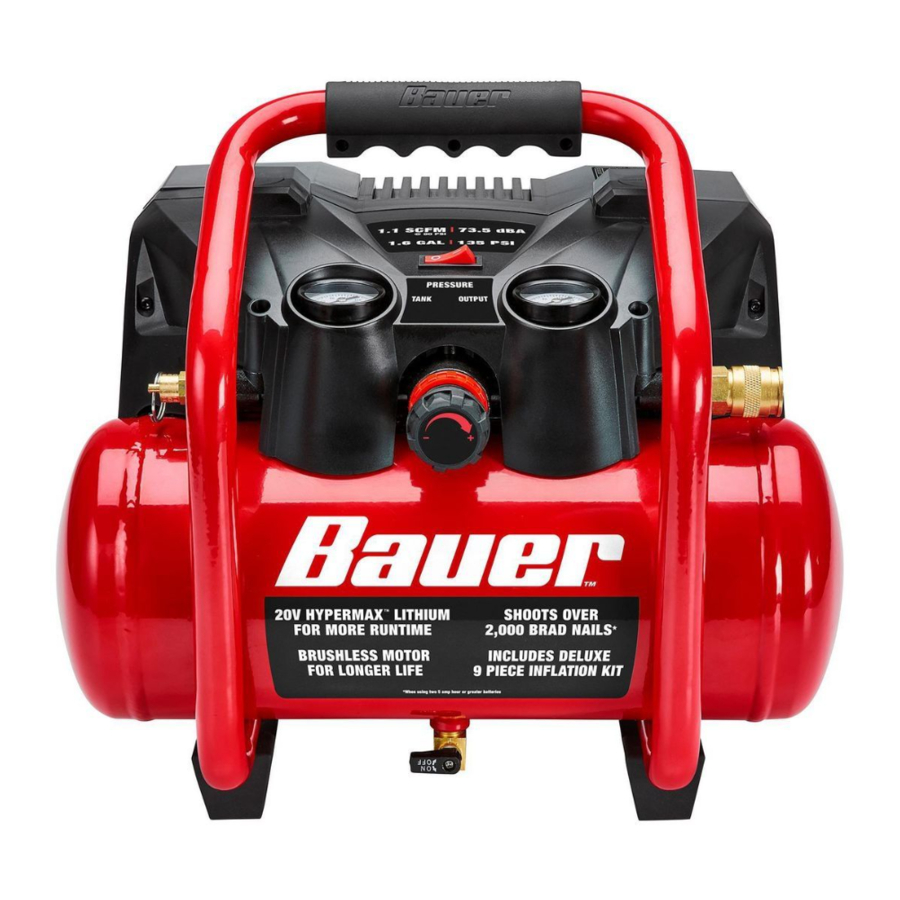 Bauer 20191C-B, 57394 - 1.6 Gallon Brushless Air Compressor Manual ...