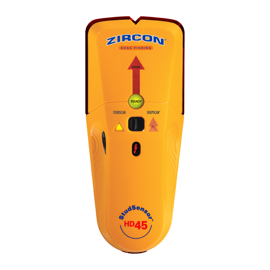 Zircon StudSensor HD45 EdgeFinding Stud Finder Manual ManualsLib