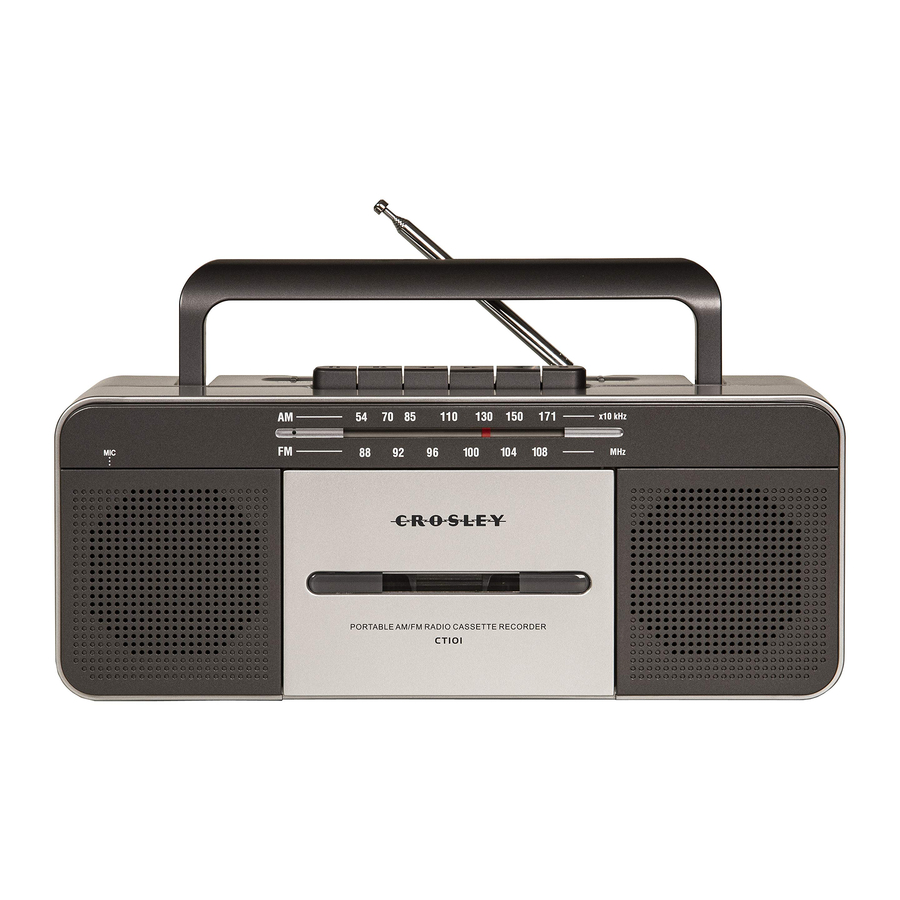Crosley CT101A Cassette Player Manual ManualsLib