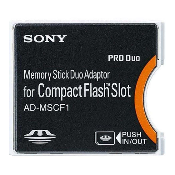 Sony ADMSCF1 - Memory Stick Duo Adptr Manuals