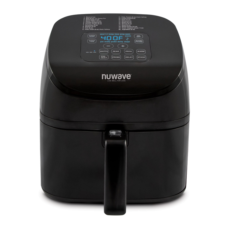 NuWave Brio 36102 Healthy Digital Air Fryer with Probe 4.5Qt Manual
