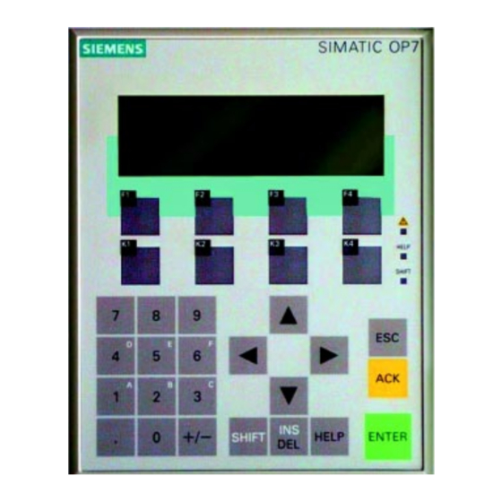 Siemens SIMATIC OP7 Manual