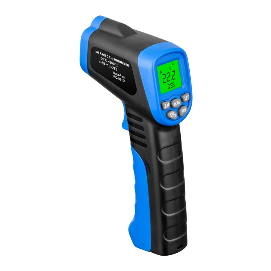 HoldPeak 981C NonContact Infrared Thermometer Manual ManualsLib